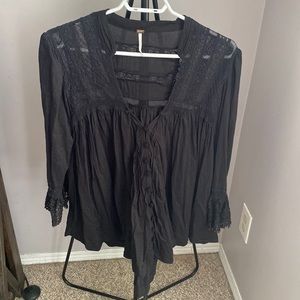 Free people black boho top. Size XL
